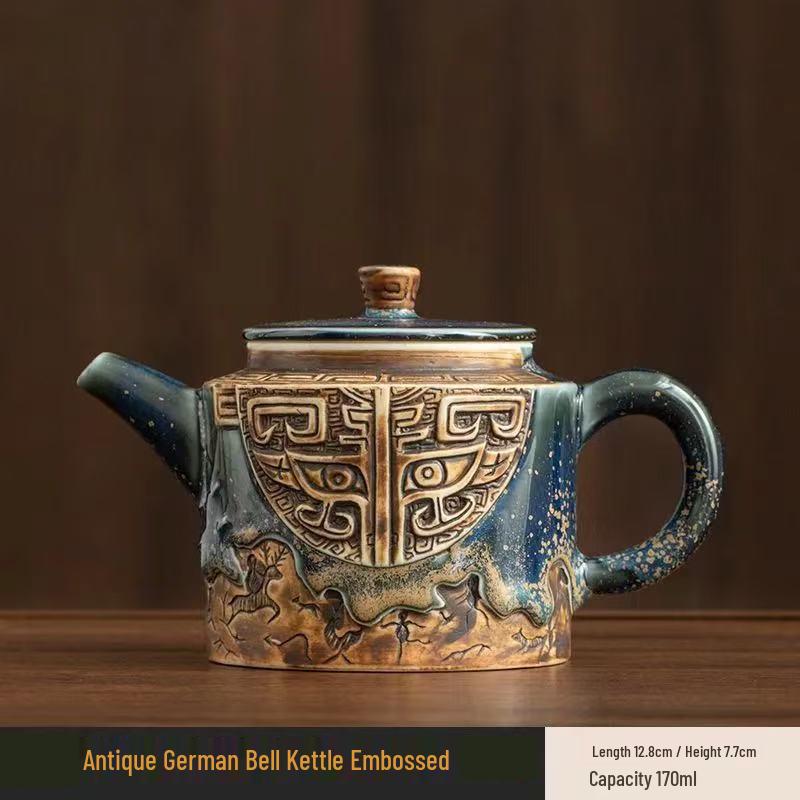 Jun Ware Ceramic Gongfu Tea Set: Complete Teapot, Teacups & Tray for Home/Office