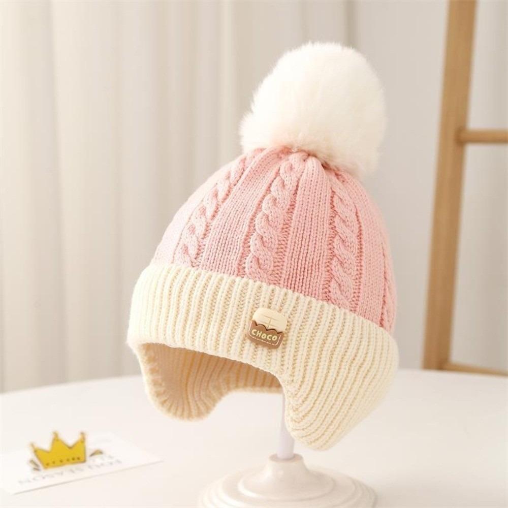 

Вязаная шапка-пуловер с помпоном, вязаная шапка, новая шапка для защиты ушей, детская 2