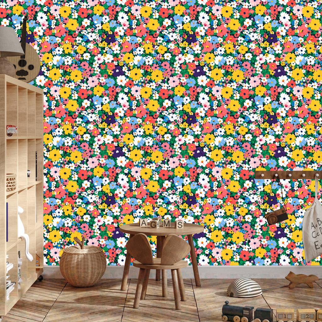 Wallpaper Small Flowers Sea and Yellow for Living Room and Bedroom 50x1000