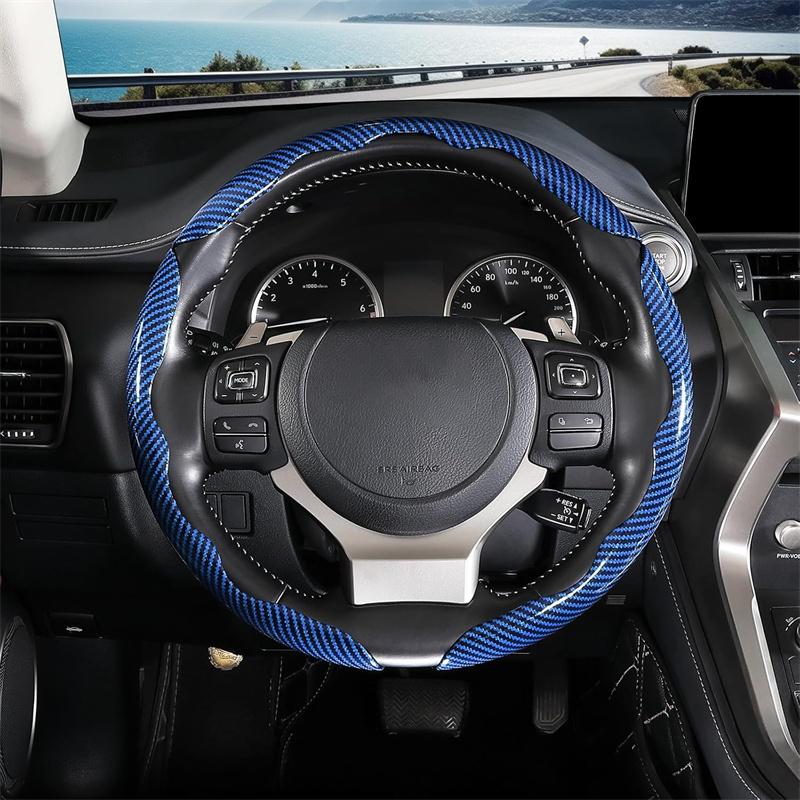 3Pcs 38Cm Carbon Fiber Car Steering Wheel Cover Non-Slip Protective Cover Segmented Car Styling Accessories For 99% Car