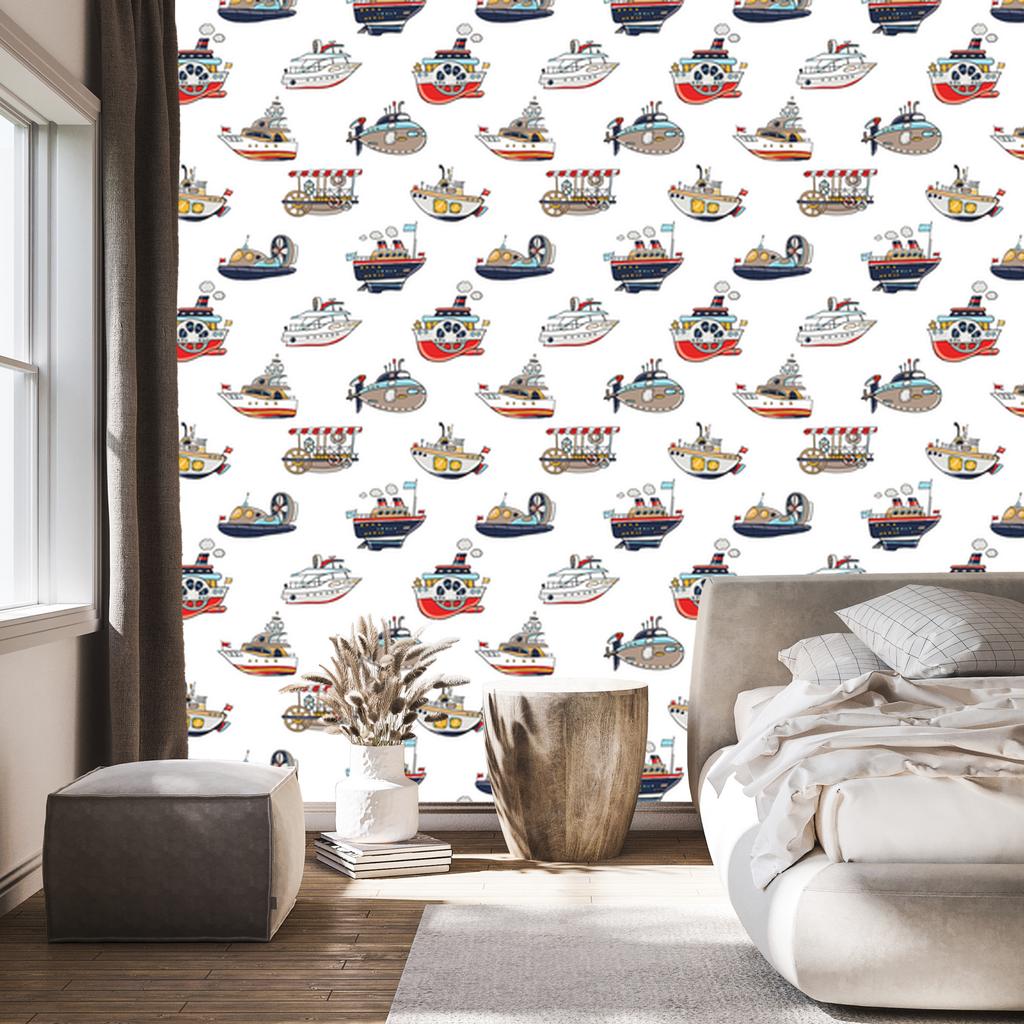 Colorful Ships Vehicles Wallpaper for Living Room and Bedroom 50x1000