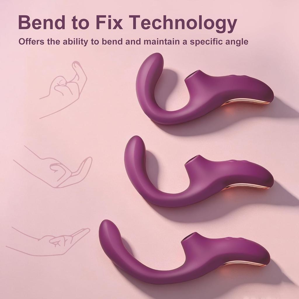 Clitoral Sucking Vibrator for Women, 2-in-1 G Spot Sucker & Dildo Vibrators with 10 Suctions & Vibrations, Waterproof Flexible Finger Anal Nipple