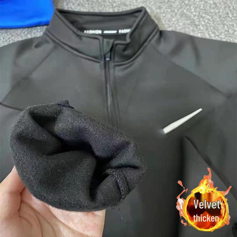 Top de Antrenament Rezistent la Vânt, cu Mânecă Lungă, cu Uscare Rapidă, pentru Bărbați și Femei, pentru Toamnă/Iarnă - Cu Fermoar pe Jumătate, Echipament pentru Alergare și Fitness