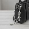 Sweet Acrylic Bag Chain Heart Beaded Keychain Y2K Style Imitation Pearl Accessories  School