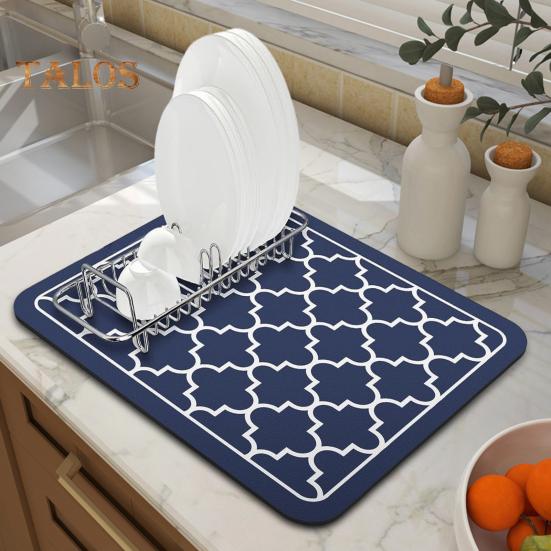 Tapis de séchage de vaisselle, grand tapis absorbant et drainant pour comptoir de cuisine, tapis de salle de bain multifonctionnel pour café