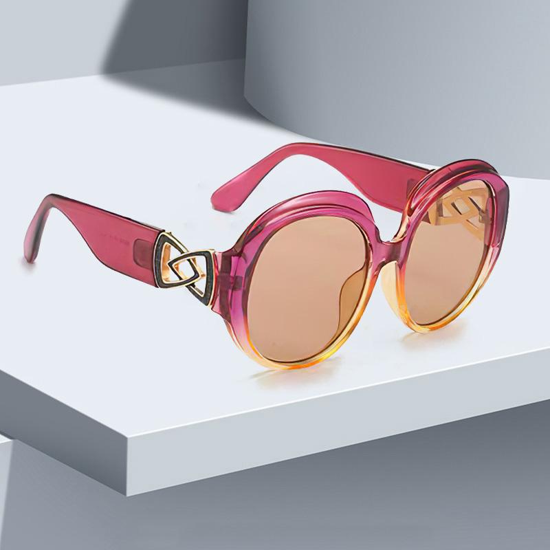 Vintage Sunglasses Women Fashionable Double Round Mirror Design Orange Gradient Chain Glasses Men Women Styles Glasses Women