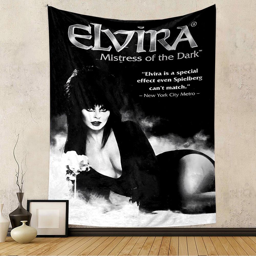 Elvira Mistress of Dark Tapestry Wall Hanging, Horror Hostess Poster, Wall Decor for Bedroom Living Room Dorm
