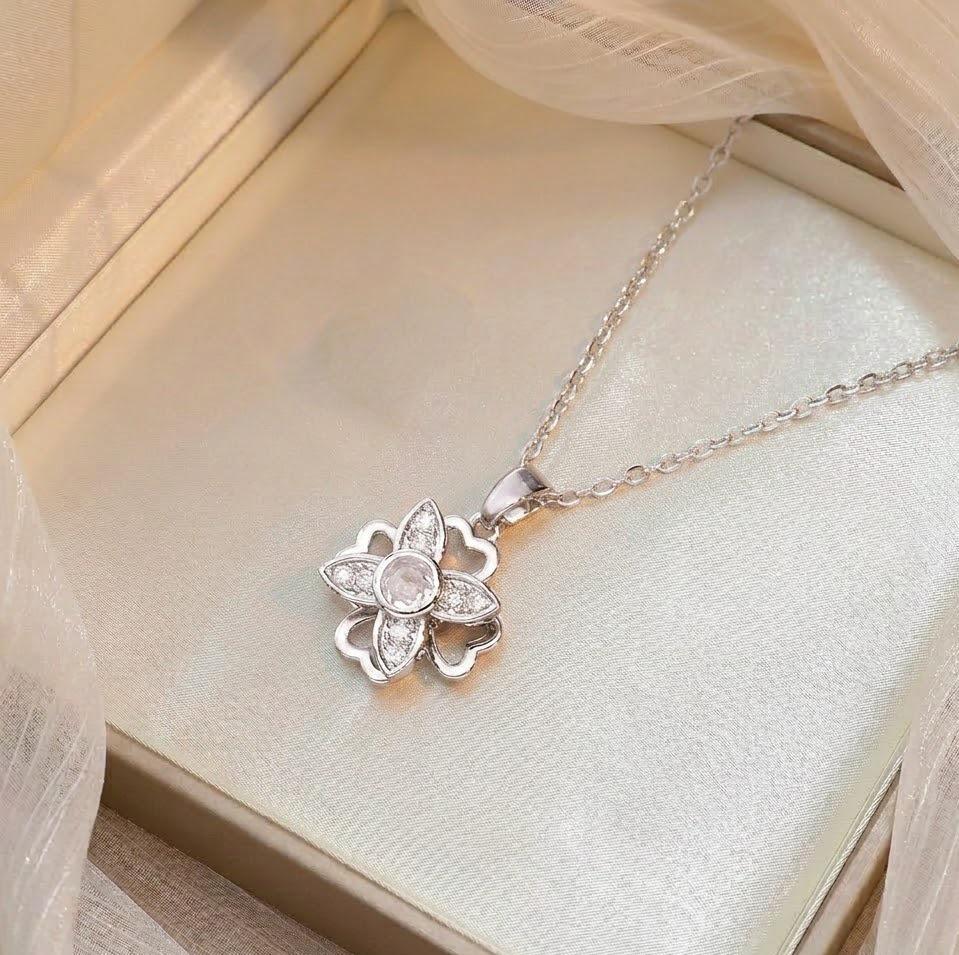 Rotatable Sunflower Zirconia Necklace: Japanese-Korean Style, Fashionable Collarbone Chain