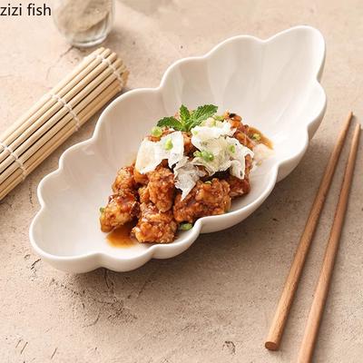White Ceramic Deep Plate Irregular Salad Plate Sashimi Plate Snack Plates Molecular Cuisine Display Plates Specialty Tableware