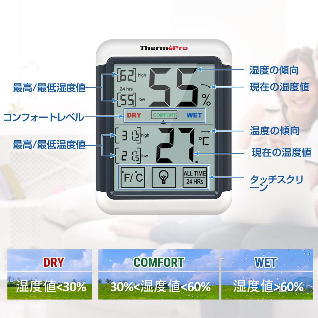 ThermoPro ThermoPro Digital Indoor with Large LCD Maximum and Minimum Temperature and and Magnet Included Thermometer/Hygrometer Display, Humidity,