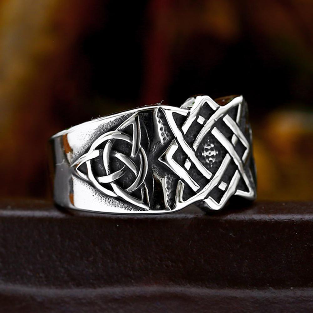 New Style Vintage Viking Celtic Knot Ring Male 316L Stainless Steel Slavic Star of Russia Rings Fashion Jewelry Gifts Wholesale