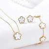 Anti Tarnish Jewellery Latest Stylish Clover Ring Earrings Bracelet Chain Pendant Combo Gifts Necklace Jewellery Set for Women & Girls