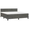 3141318 vidaXL Lit à sommier tapissier et matelas Gris foncé 180x200cm Velours