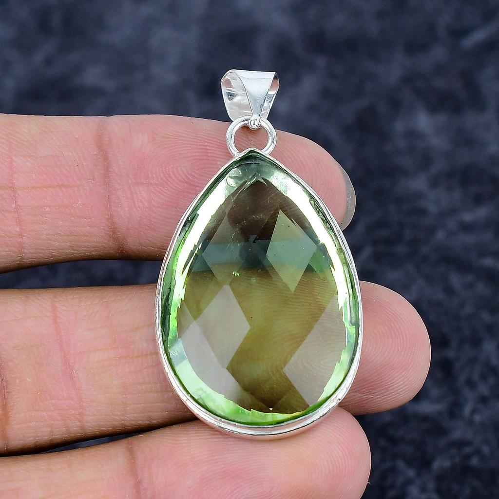 Peridot Gemstone Handmade 925 Sterling Silver Jewelry Pendant 1.97" M-3235