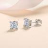 KNOBSPIN D Princess Cut Moissanite Earring S925 Sliver Plated with White Gold Earrings for Women Fine Jewelry