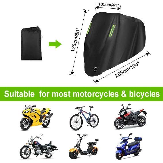 Motorcycle Cover All Season,Universal Weather Quality Waterproof Sun Outdoor Protection Scooter Shelter Tear Proof Night Reflective & Lock-Holes