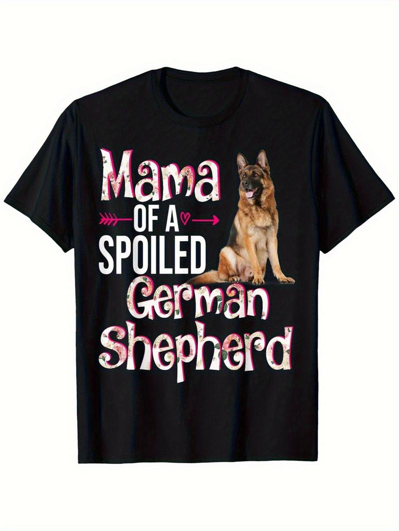 Vintage Graphic 100 Cotton TShirt Mama Of A Spoiled GerUnisex Shepherd Dog Print Summer l