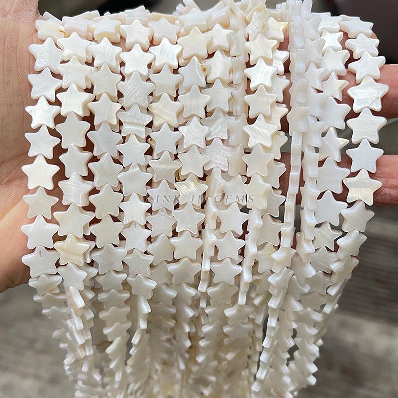 Natural White Mother-of-Pearl Starfish Beads (10/12mm) for DIY Jewelry Accessories