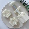 Plastic Mooncake Stamp Cute Flower Shape Mooncake Mold Festival DIY Hand Press Mooncake Cutters Pastry Decorating Gadget
