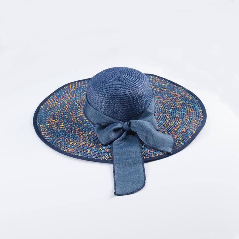 Summer Big-brimmed Beach Hat, Children's Bow, Seaside Vacation Sunscreen Visor, Hot-selling Foldable Straw Hat