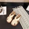 Baotou slippers women's 2025 new summer pearl fashion thick bottom heightening design sense one pedal lazy cool slippers
