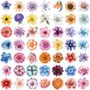 50Pcs Transparent Cartoon Floral Stickers - Waterproof PET Flower Decor for Journals, Guitars & Notebooks