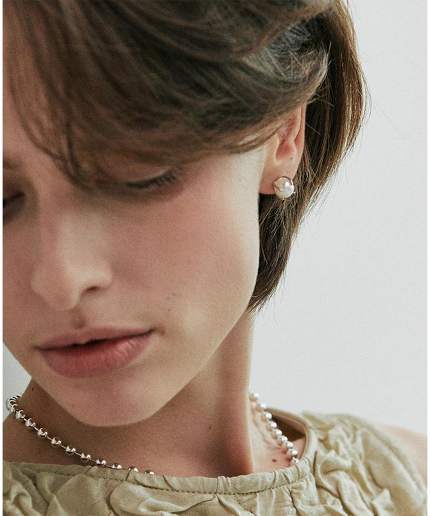 Verte [925 Silver] Deux.Silver.225 / Ecrin Pearl Earring (8Mm)