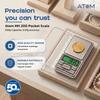 ATOM A 100 Series Digital Pocket Weighing Scale, 200g Capacity with 0.01g Precision | Auto Calibration & Tare Function | Jewellery, Kitchen, Lab Us