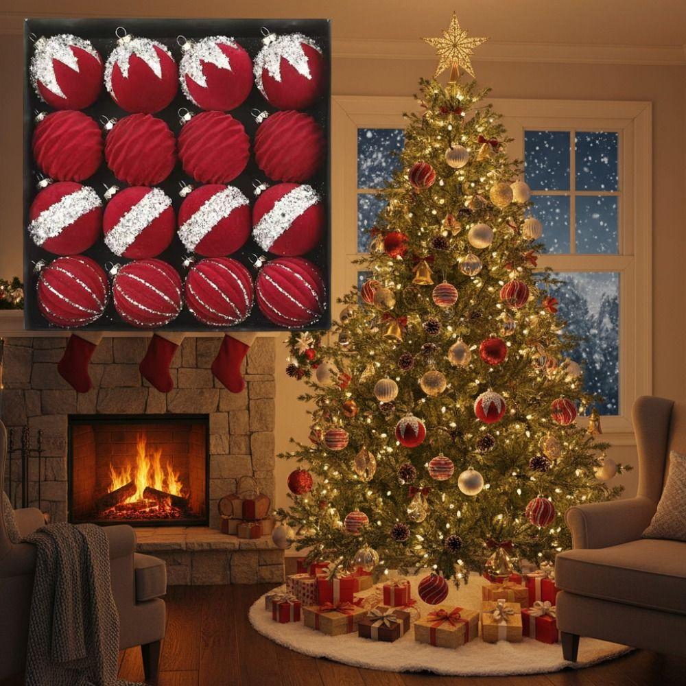 16Pcs 6cm Christmas Decoration Pendant Creative Christmas Tree Decoration  Festival Ornament