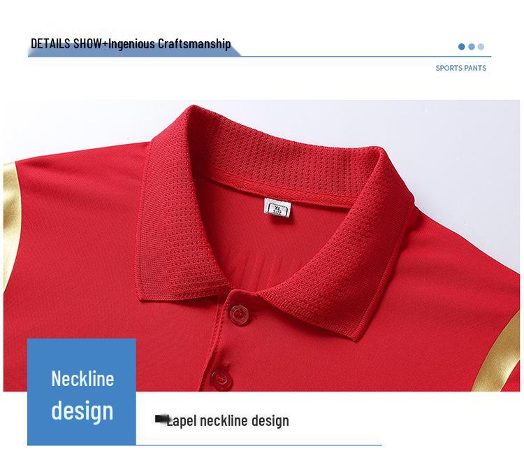 Unisex Chinese-Style Polo Shirt: Summer Team Uniform, Lapel Short Sleeve Sports Training Top