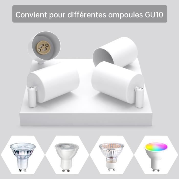 Plafonnier - Kambo - 4 Spots - Blanc - Moderne - GU10