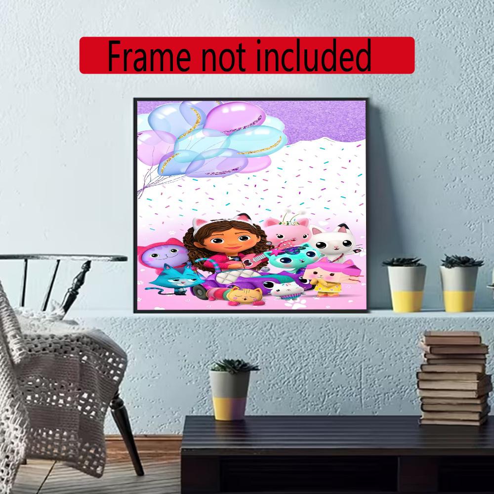 Cartoon Cute Gabbys 5D Round Diamond Painting Kit Diamond Embroidery Painting Rhinestones Mosaic Frameless Handwork Decoration Arts