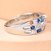 Luxury Female Rainbow Zircon Stone Engagement Square Round Oval Ring Vintage Silver Color Wedding Fashion Jewelry For Women