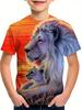 Sommarpojke Leongrafik 3D-tryckt T-shirt Mode Kortärmade Toppar Pojk Tecknad Barnkläder