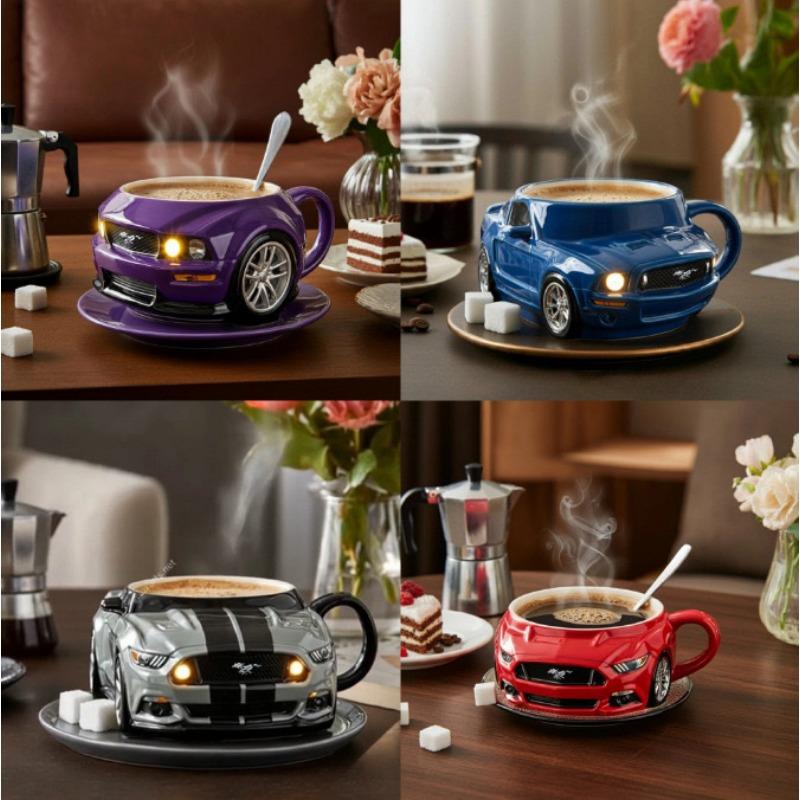 Handsome Sports Car Coffee Mug Mark Cup Resin Crafts Art Ornaments Stainless Steel Core Ornaments Coffee Cup Set Teacup Cup