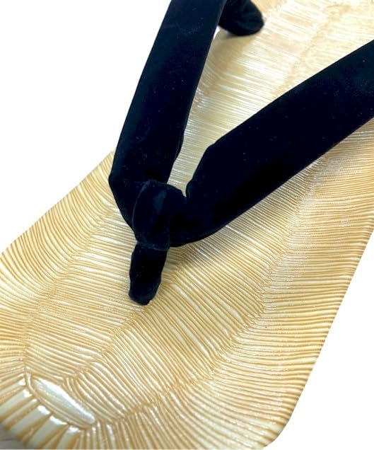 Asakusa in Geta Sandals with Black Straps for and Japanese Shoe [Made Japan] High-Quality Leather-Soled (Perfect Kimono, Yukata, Jeans. Men's) (Black,