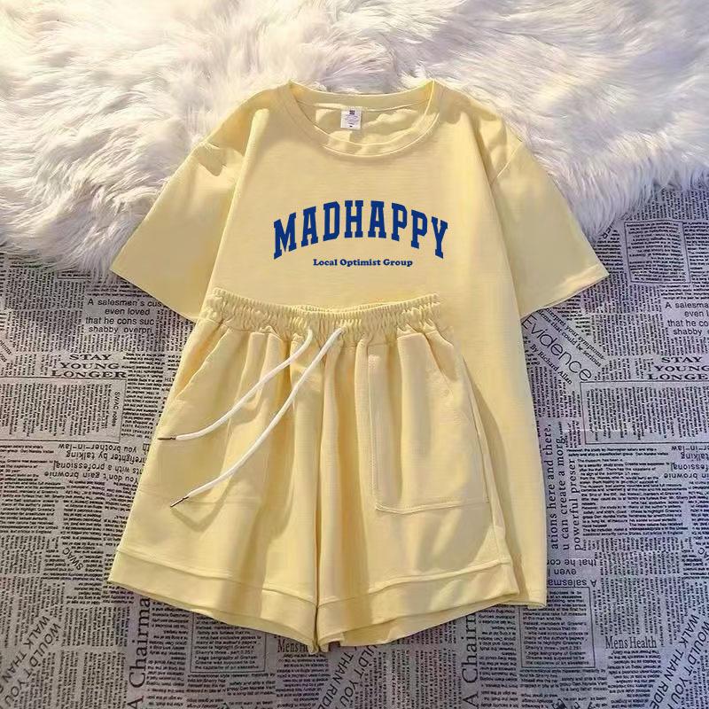 2025 Damen Casual Sport Zweiteiler: Lockeres Kurzarm-Top & Shorts für den Sommer