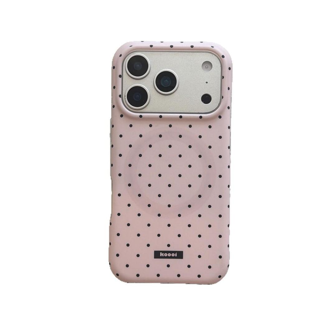 Magnetic Powder Blue & White Polka Dot iPhone 14/13 Compatible ProMax Case with Round Edges