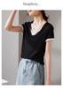 Color Blocking Fake Two Round Neck Short Sleeved T-shirt for Women In Summer 2026, Versatile and Slimming Casual Top