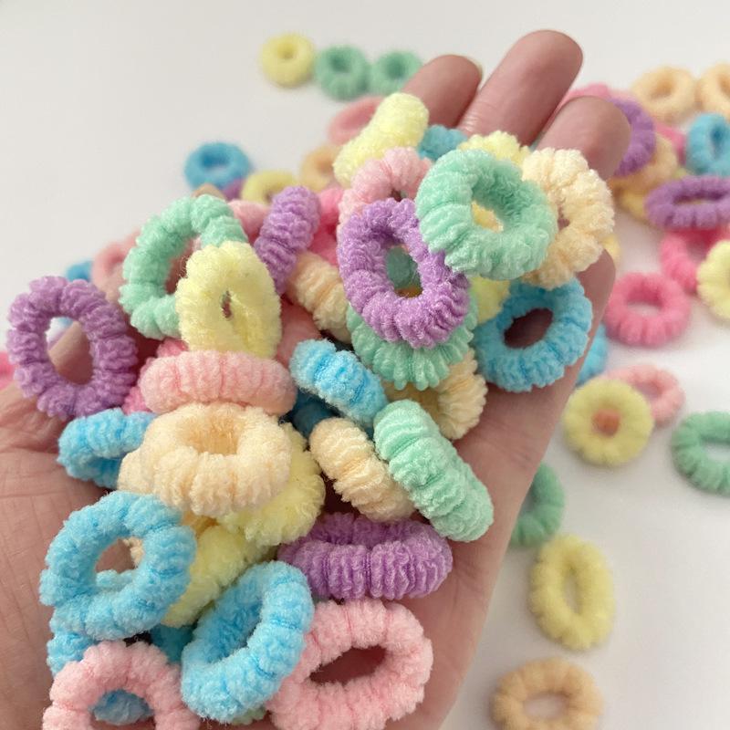 100PCS  Children's Candy Color Seamless High Elastic Headband Hair Loop Flower Small  Band High Hair Accessories.