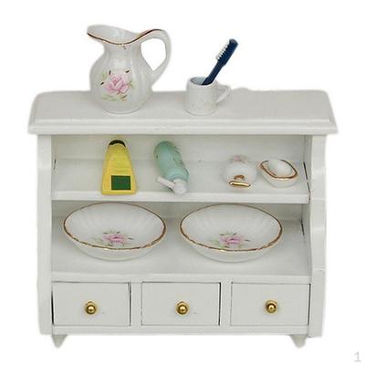 Miniature Toilet Cabinet Bath Accessories Kit /12 Dollhouse Scenes Decor Rooms Items