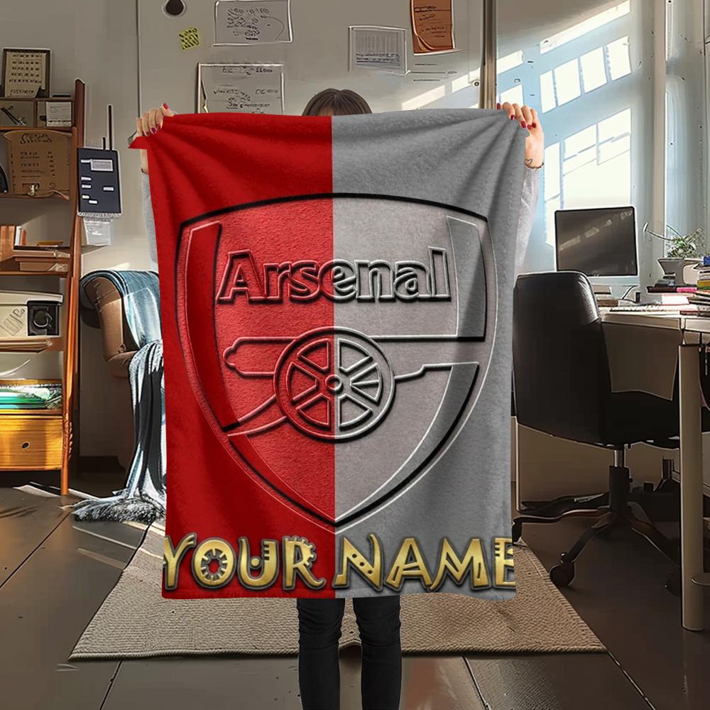 1PC Custom Name Arsenal Patterned Flannel Blanket Suitable For All Seasons for Home Decor Warmth and Comfort Gifts Holiday Present