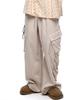 Aleseuseussi Wrinkle Mixed Stripe Cargo Pants - Beige