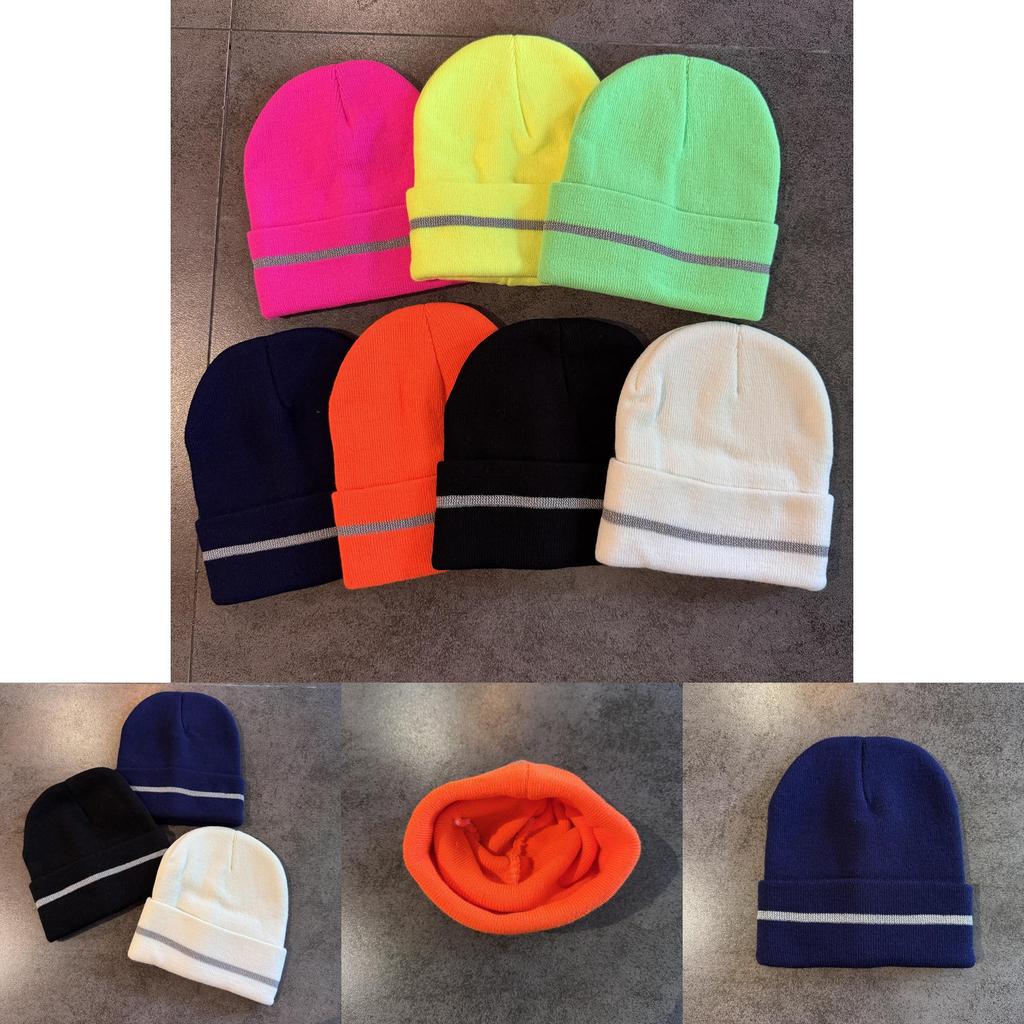 Mens Knitted Hat With Reflective Details For Winter Warmth Stylish Cold Weather Headgear