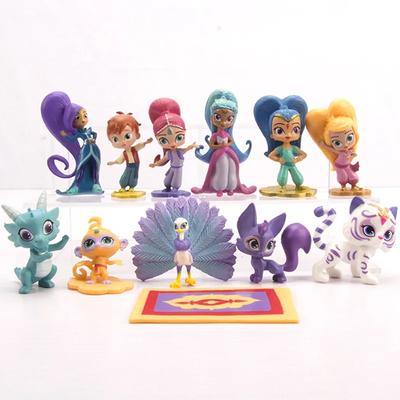 12Pcs/Set Shimmer Sister Action Figure Toys Samira Pet Tiger Nahal Monkey Dragon Dolls Toys Cute Shine Girl Birthday Cake Decor