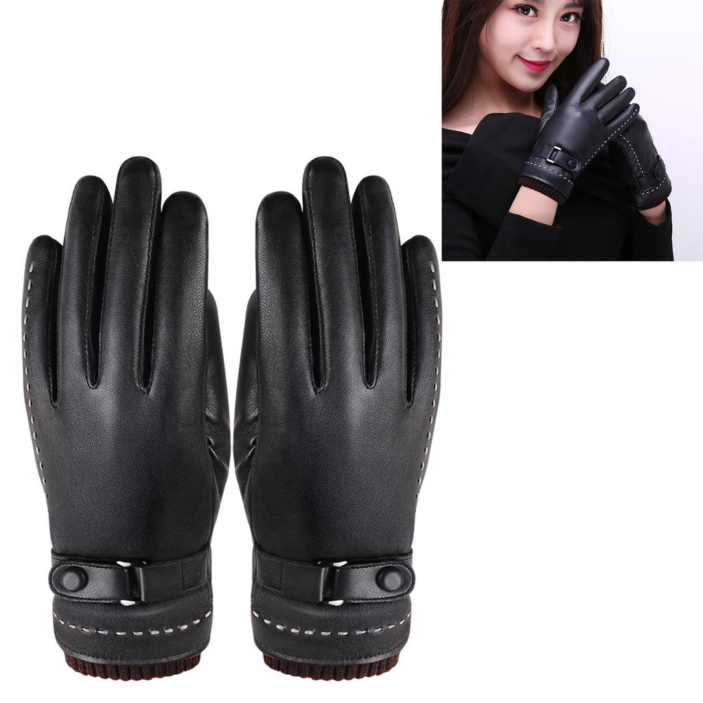 1 Pair Winter Gloves Touch Screen Leather Soft Padding for Outdoor Activities Running for Men Women