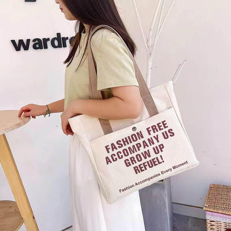 Canvas bag, women's ins, versatile shoulder bag, large-capacity book-bound student bag, handbag bag