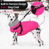 AOFITEE Dog Jacket with Harness Built in, Waterproof Dog Coat for Small Dogs, Warm Fleece Pet Puffer Vest with Zipper on Back & Furry Collar,