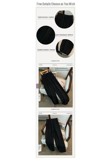 Spring Rhinestone Cuffed Loose Fit Plus Size Straight Leg Pants (300 Jin)