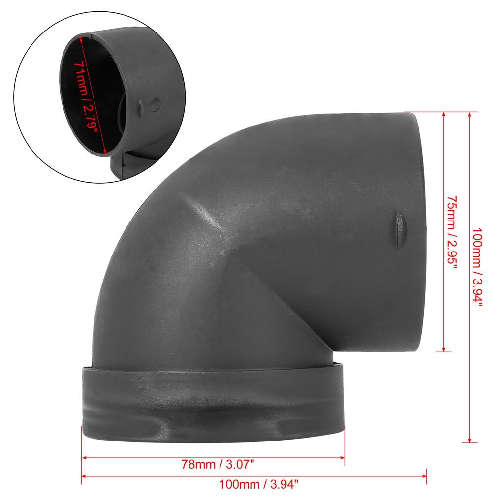 X AUTOHAUX Car Heater Hot Air Duct Pipe 75mm Elbow Outlet Connector Plastic Black